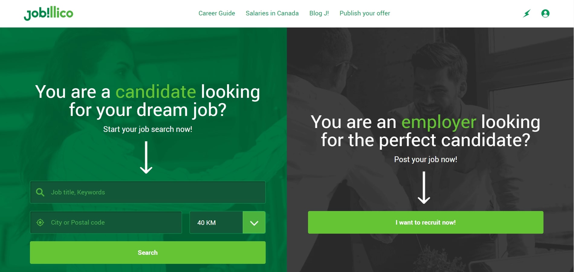 Jobillico homepage