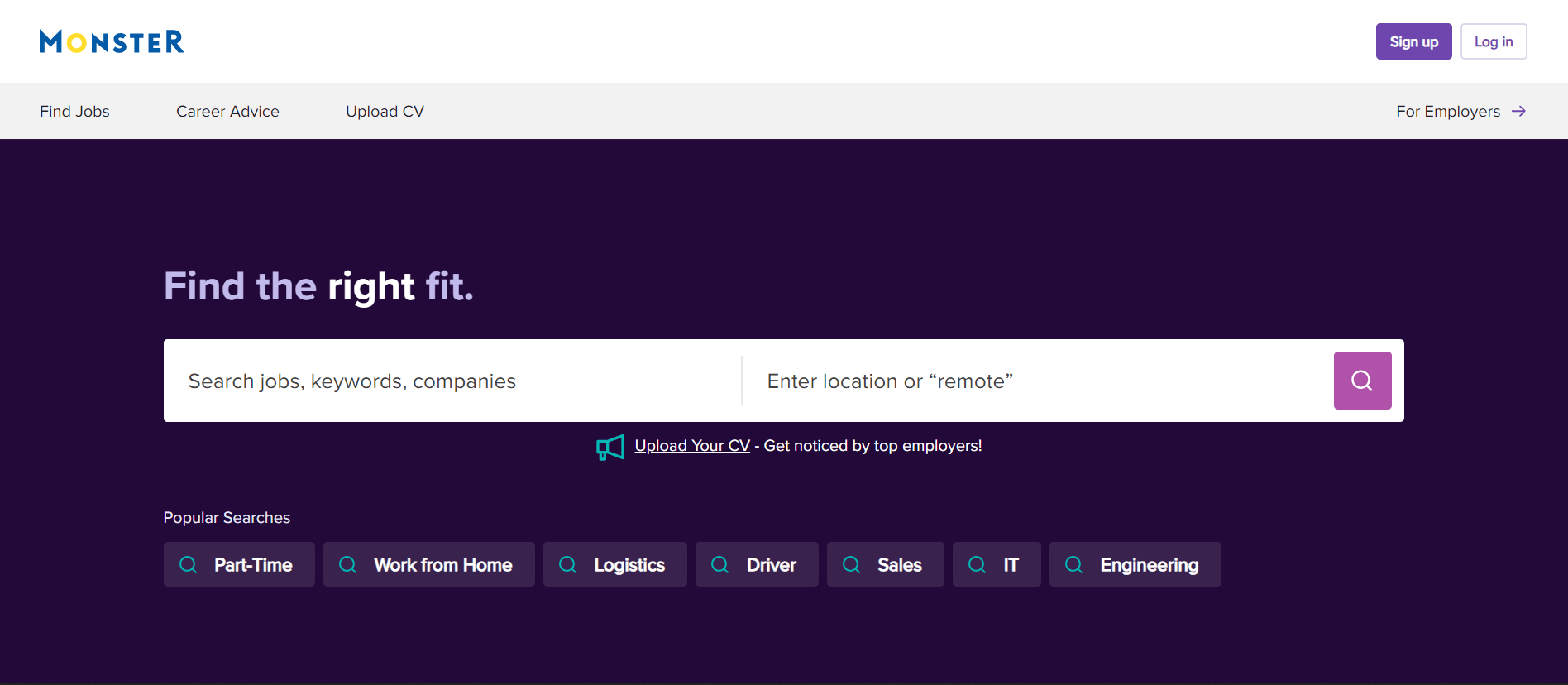 Monster homepage
